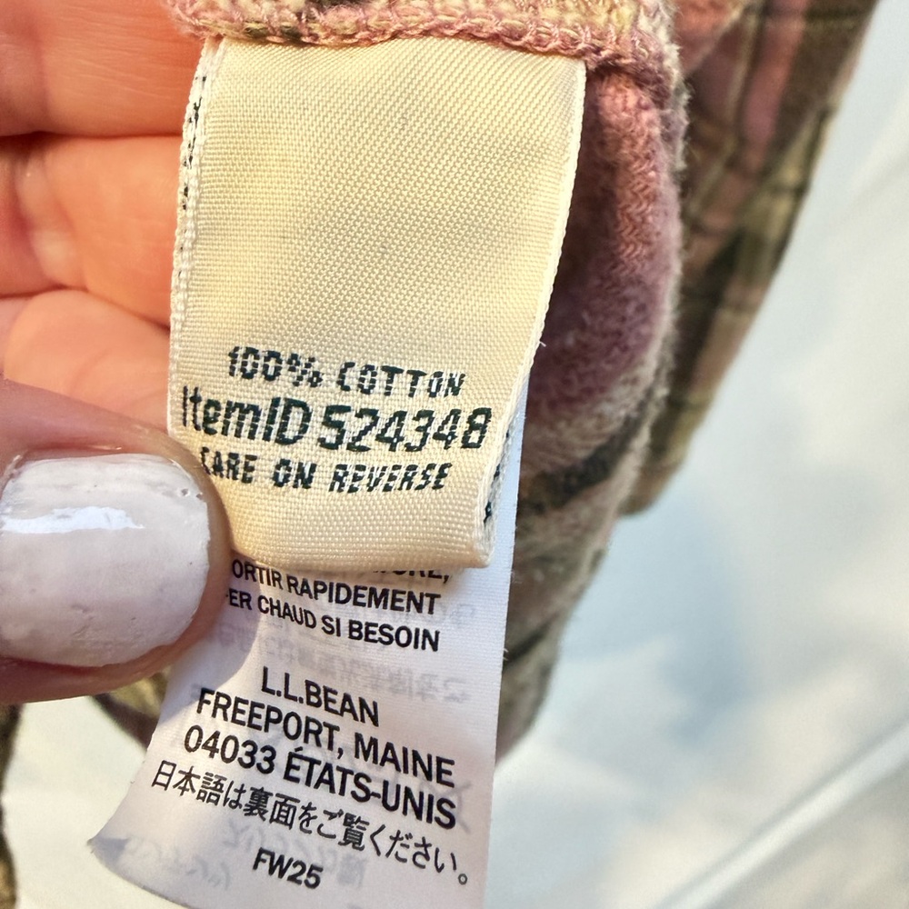 Women’s L.L. Bean 1912 Field Flannel Shirt Large in Pink, black & Cream Plaid - Picture 11 of 11
